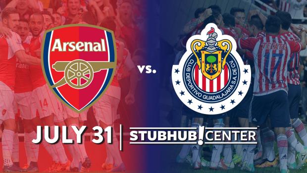 LAGalaxy's tweet photo. 6 days. ⚽️👊

Don't miss @Arsenal take on @Chivas at @StubHubCenter: https://t.co/7hOePhWXIj https://t.co/KBLCuUpUhi