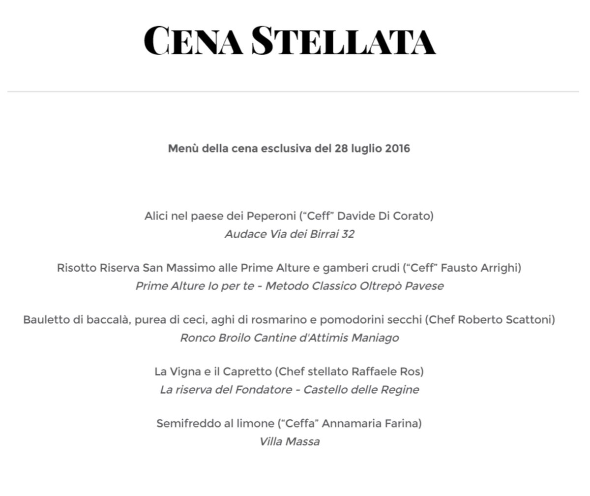 PostaDonini's tweet photo. Cosa ne pensate del menù della cena stellata con #RaffaeleRos e i #FlyingCeff? Ditecelo a #PostaDonini4U https://t.co/8Ay19T1iqP