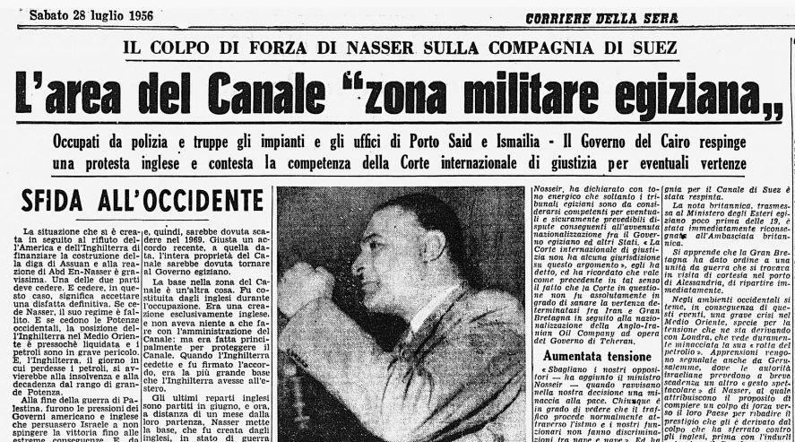 60 anni fa; l'Egitto nazionalizza il canale di Suez #ArchivioCorriere: bit.ly/2agteIz