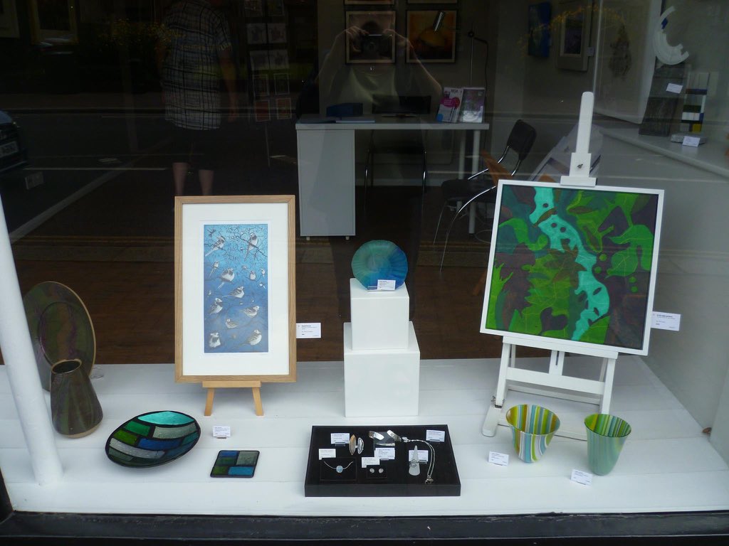The #ArtSpring window, reshuffled, well done the hanging team! #Tonbridge #contemporarygallery