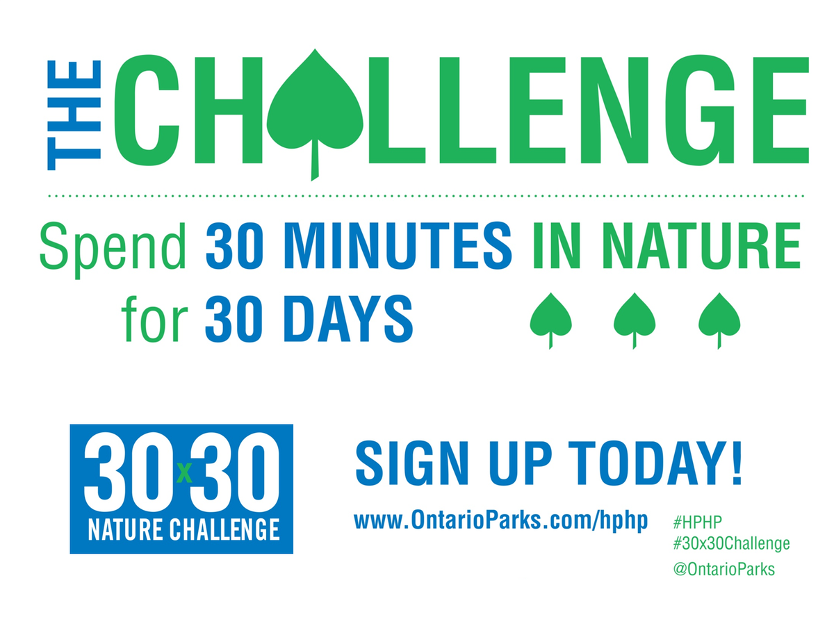 OntarioParks's tweet photo. We challenge you to spend 30 minutes in nature each day for 30 days: https://t.co/9ah4Hm4Hep #30x30challenge #HPHP https://t.co/ZXHOnC0ynr
