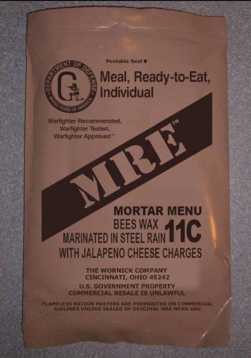 MM11C's tweet photo. Being a former 81mm Mortarman, I just found my favorite MRE! #HighAngleHell #DeathFromWithin @RickGivens #GruntLife https://t.co/QazQi4WzLU