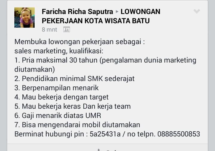 FaaRichaa's tweet photo. @LowonganMalang https://t.co/Z9uW5fg9wr
