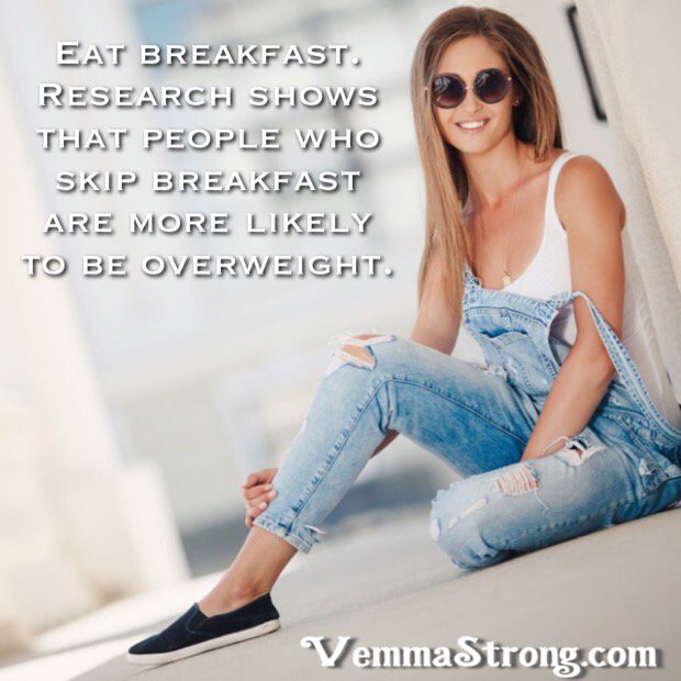 vemma_strong's tweet image. Eat breakfast. Research shows that people who skip breakfast are more likely to be overweight.
#HealthTips #Fitness