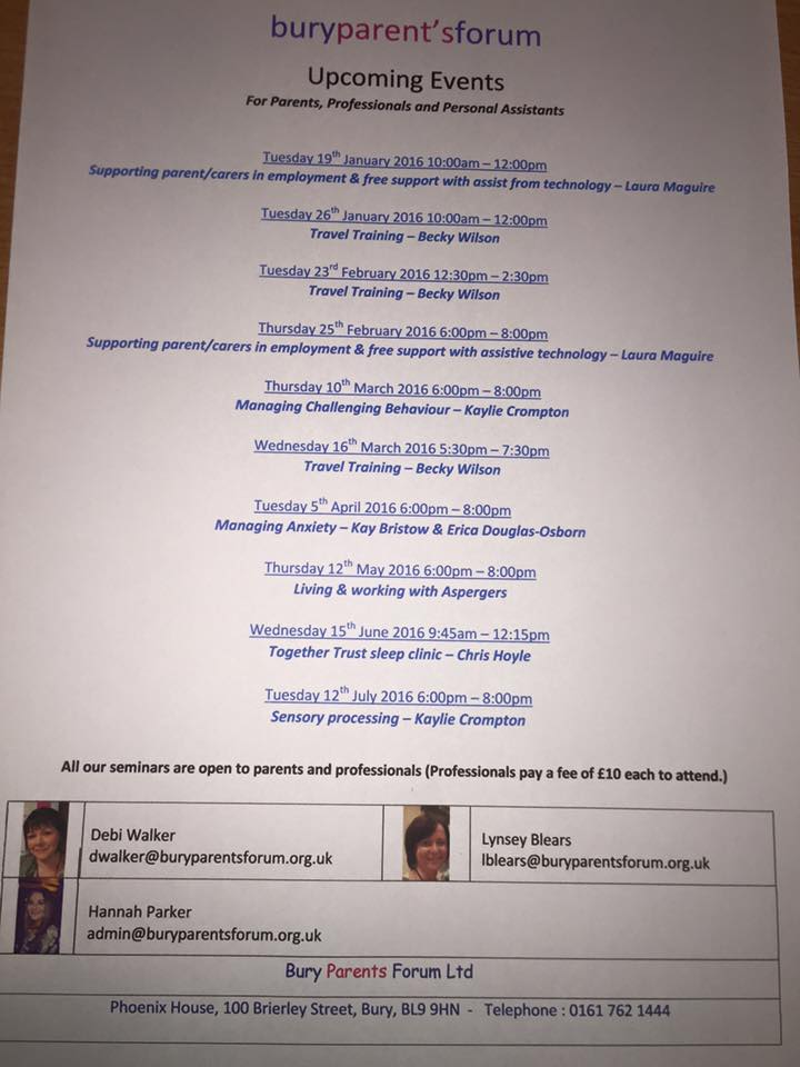 Buryparents's tweet photo. latest events list..please ring or email admin@buryparentsforum.org.uk https://t.co/6IfDG7WvKr