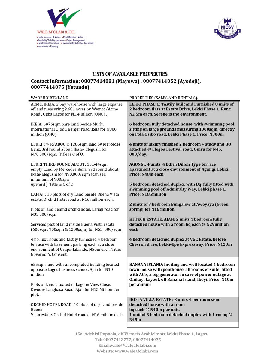 OjoOluwamayowa1's tweet image. @akinabraham2010 hi noble col. Pls kindly find attached our bulletin as we are confident it meets your needs. #ppty