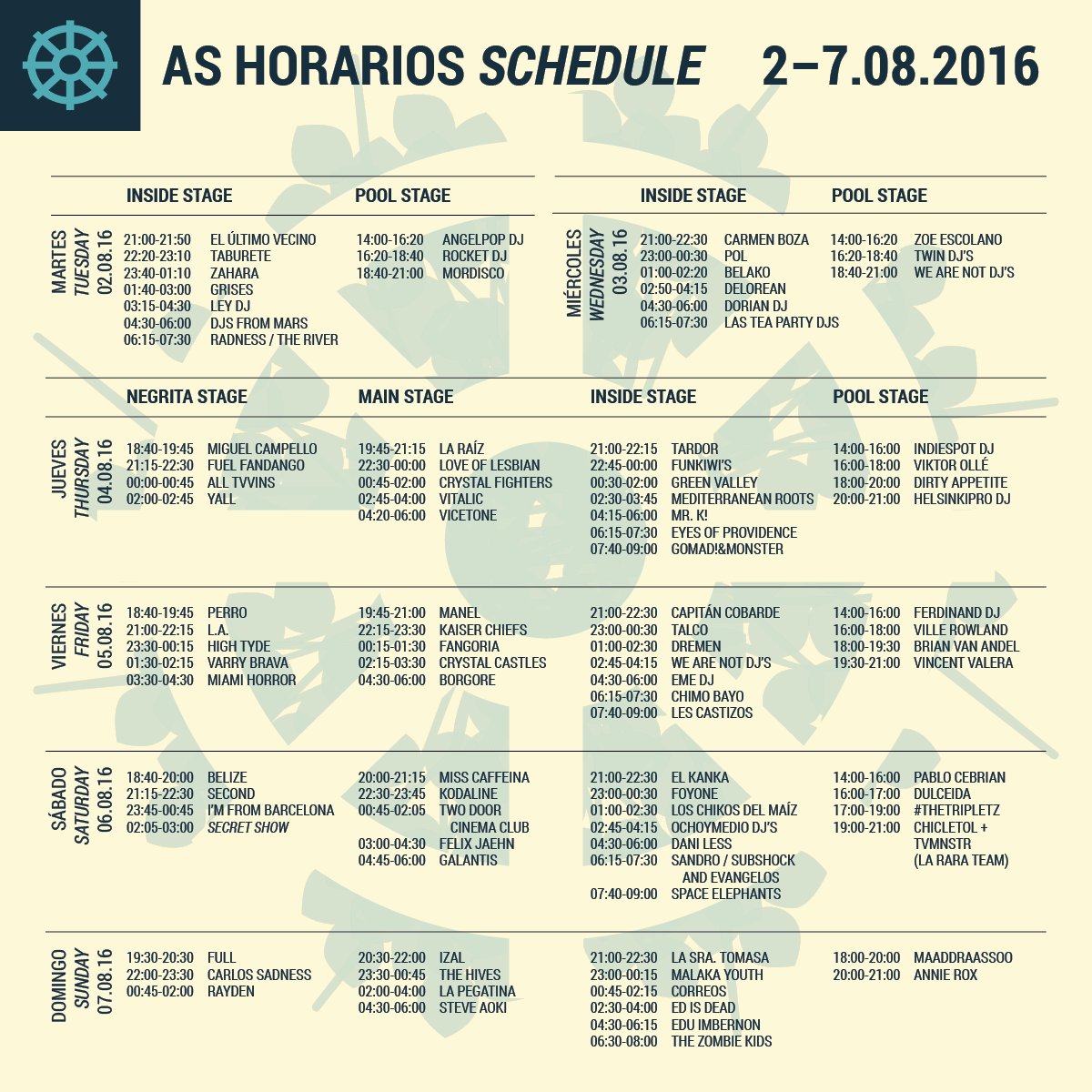 ¡HORARIOS DE #ARENALSOUND2016! Entra en la Web Oficial para verlos con mayor calidad arenalsound.com/cartel/horario…