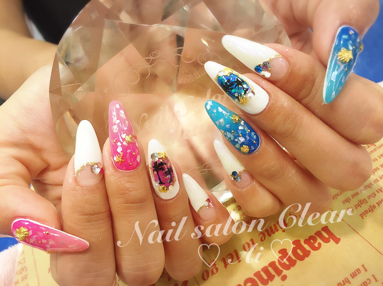 Nailsalon Clear11 アシンメトリーな夏ネイル ピンクもブルーも楽しめちゃいます Clear Nail Nailart Naildesign Gelnail ネイルアート ジェルネイル 夏ネイル アシンメトリー ネイルサロン T Co U9emaagfwg Twitter