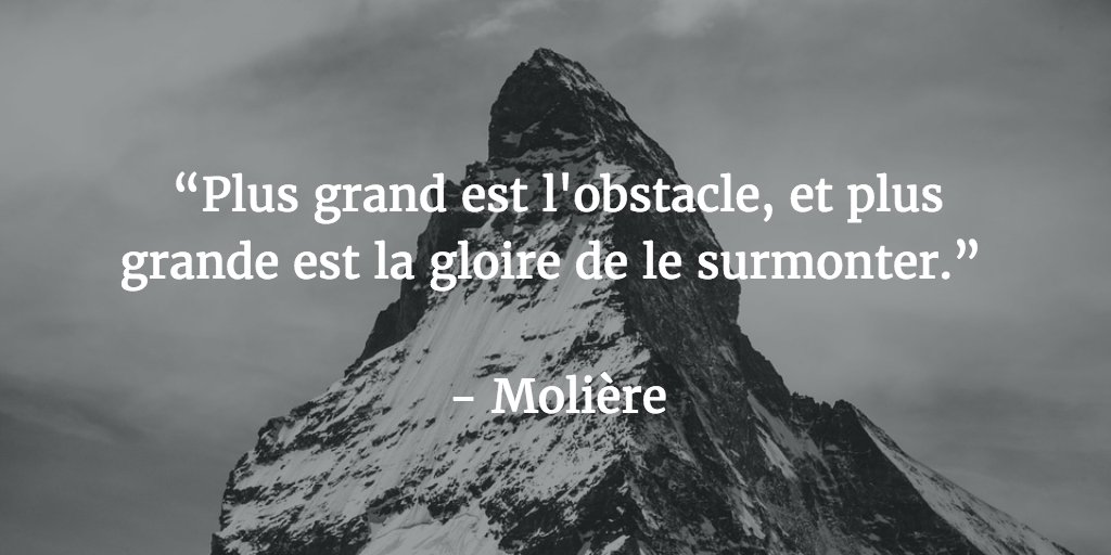 Sportizy's tweet photo. “Plus grand est l'obstacle, et plus grande est la gloire de le surmonter.” 
- Molière https://t.co/3XpafMjmMC