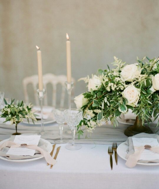 modish571's tweet image. Soft blushes and greenery dance across this wedding table!