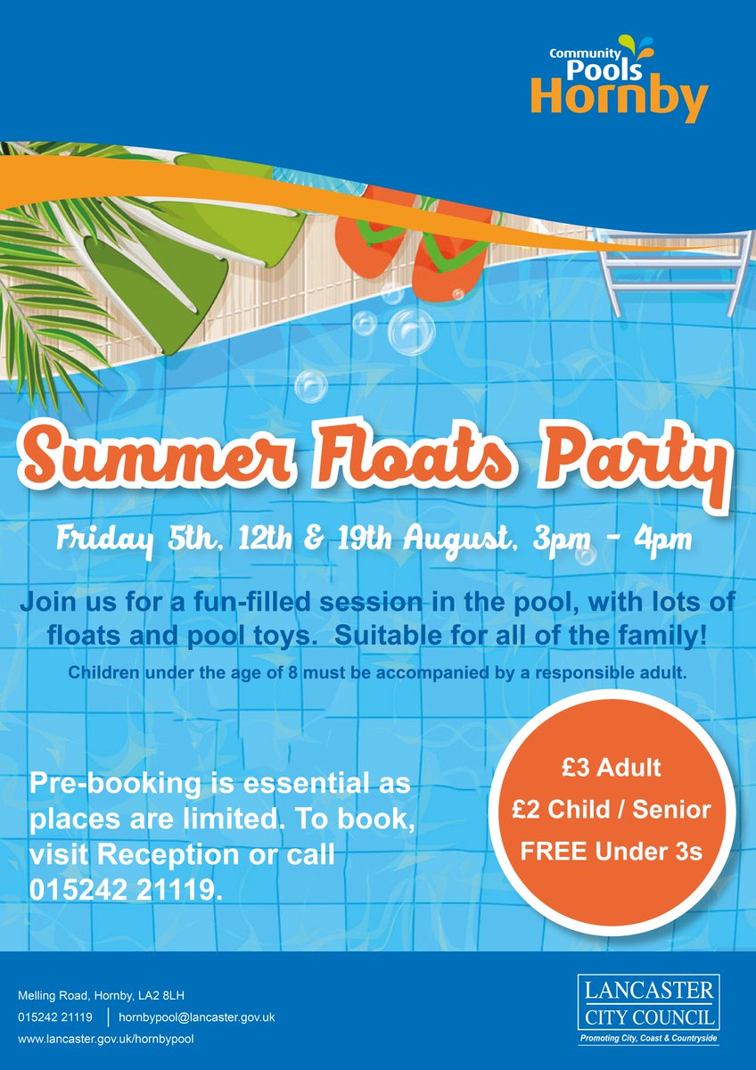 saltayre's tweet image. Fab Summer Floats Parties taking place at Hornby Pool this Summer! Call 015242 21119 to book #CommunityPools