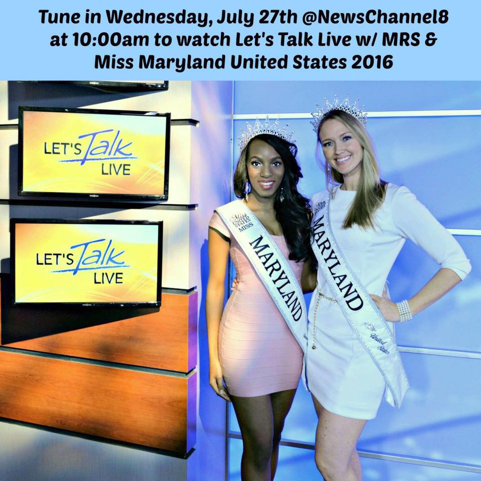 pageantplanet's tweet photo. Must see @RealMrsMDUS on #LetsTalkLive @NewsChannel8 with @MissMDUS16 on Wed. at 10 AM! #RoadToMrsUS @teribw https://t.co/Xc8MyZhlyk