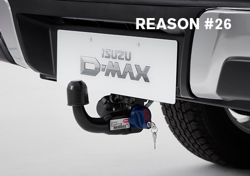 Isuzuuk's tweet photo. This detachable tow bar can pull anything from a trailer to a caravan and adds extra value to your D-Max! #Reason26 https://t.co/rlKw09t9yu