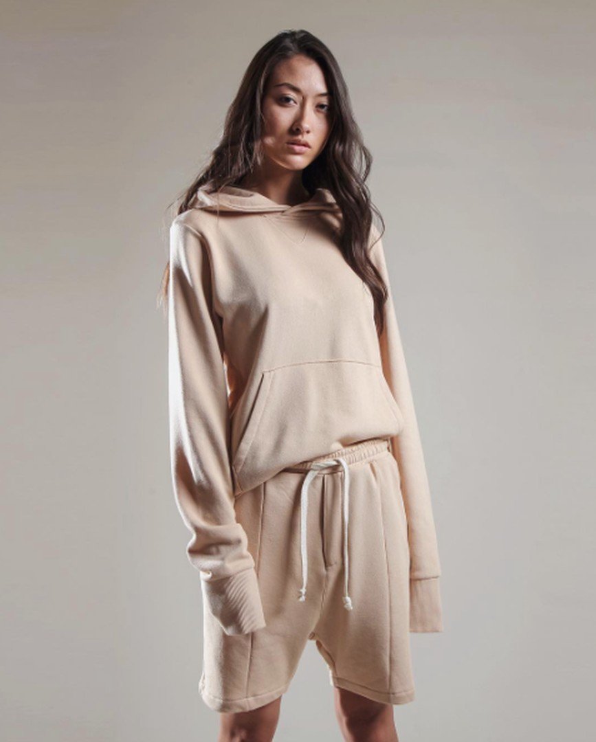 knyew's tweet photo. Unisex Nude Tones... | Our "Side-Panel Hoodie" + "Pleated Club Shorts" in Nude | #MutedSummer #Knyew https://t.co/0ZCDzHSXzA