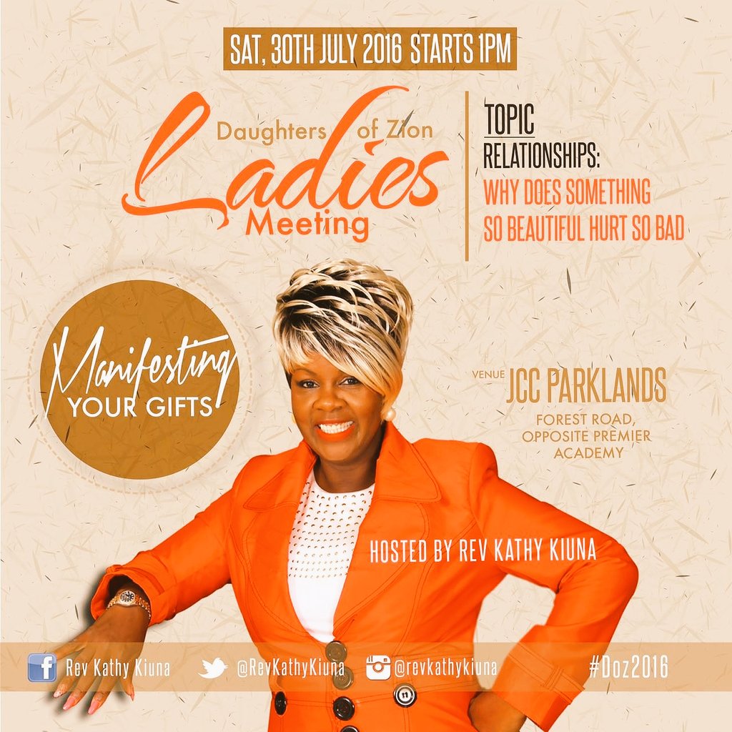 Njeri G (@joygoko) on Twitter photo Do you want to learn more about relationships? Join us this Saturday as <a href="/RevKathyKiuna/">Rev Kathy Kiuna</a> handles the topic. #DOZ2016 Do you want to learn more about relationships? Join us this Saturday as <a href="/RevKathyKiuna/">Rev Kathy Kiuna</a> handles the topic. #DOZ2016