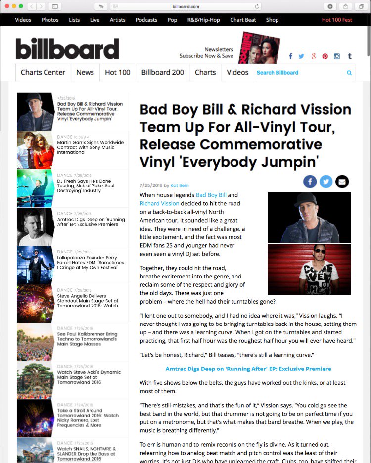 djbadboybill's tweet photo. Big ups to @billboard for the write up &amp; love on the #BackToVinylTour with @richardvission https://t.co/n8FGX63mpj https://t.co/vJZm9FUodw