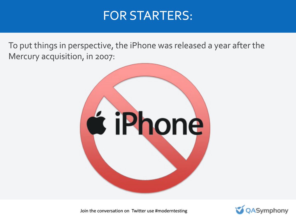 jeffperkins8's tweet image. A history lesson from @KevinDunneQA on Mercury/HPQC. It has been around longer than the iPhone. #ModernTesting