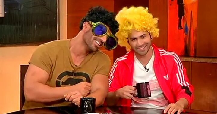 Varun_Kingdom's tweet photo. [PICS] Rajeev Masand interview with @Varun_dvn and @TheJohnAbraham.

#3DaysToDishoom https://t.co/ASY4KvDR6L