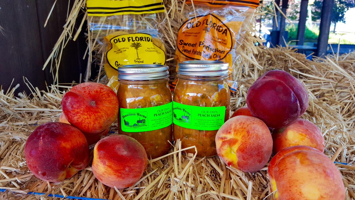 Our own #PeachSalsa is in! #SweetPotato or #Corn #OldFloridaChips too. #TacoTopper & naturally #GlutenFree #LocalAg!