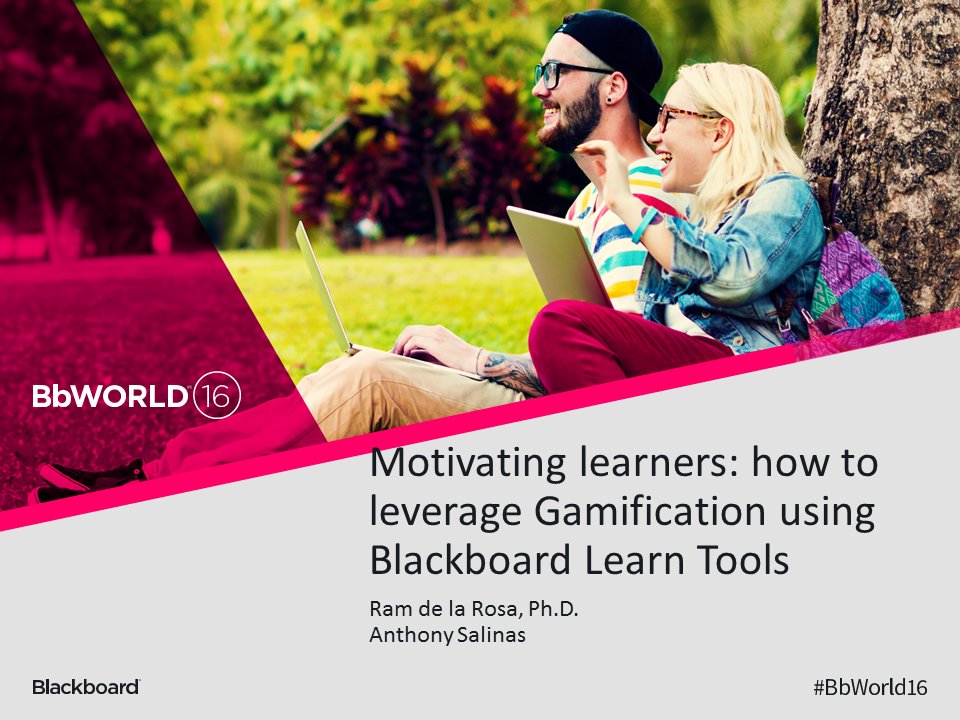 UTRGVCOLTT's tweet photo. Motivating Learners: How to leverage #Gamification using #Blackboard Learn Tools. #BbWorld16 https://t.co/3sFAulVuPA https://t.co/SHCTYT2JM7