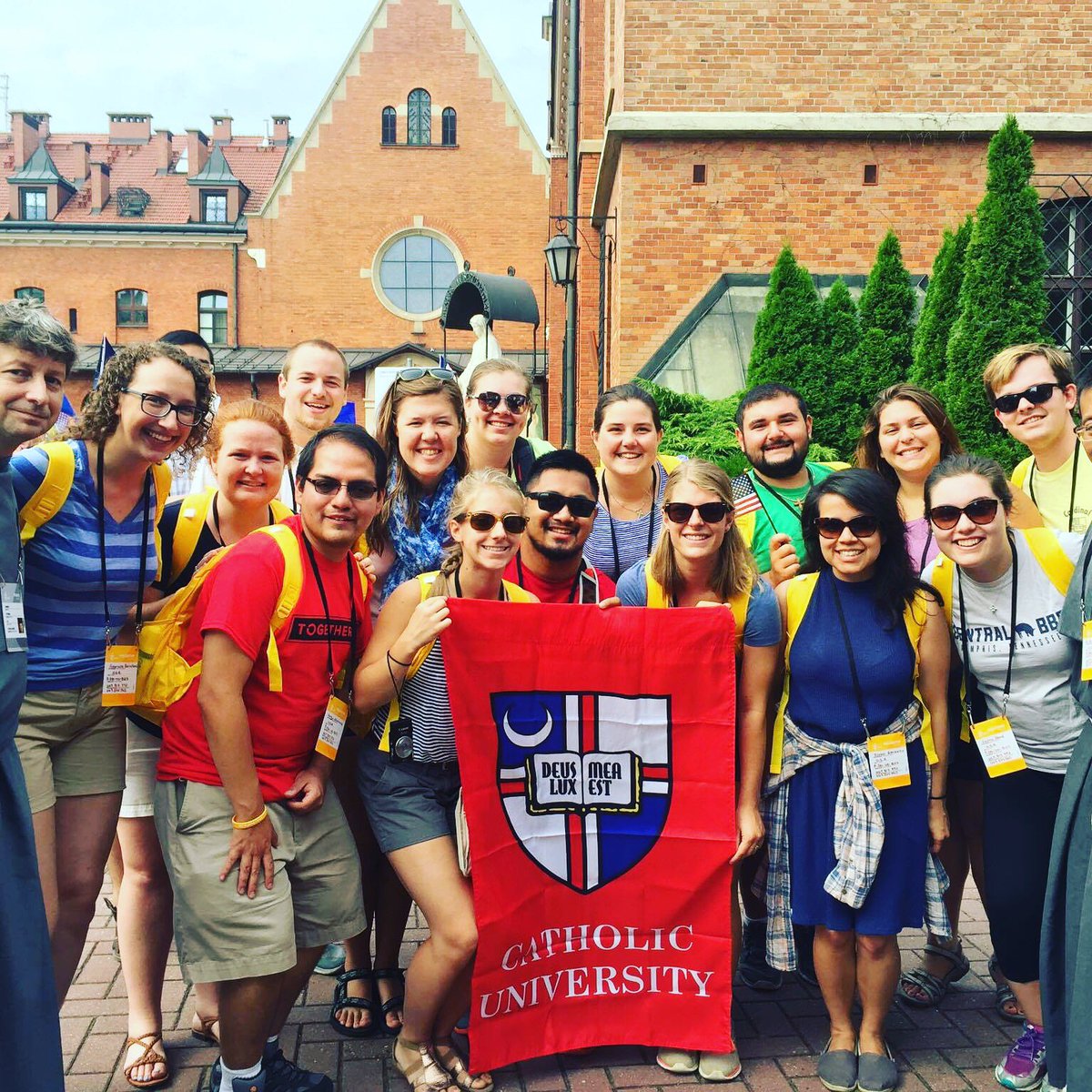 CatholicUniv's tweet photo. #CatholicU pilgrims on a journey and fruitful mission. #CUinKrakow #CUAsummer #USApilgrim #WYDKrakow2016 https://t.co/fp3HeSqOKf