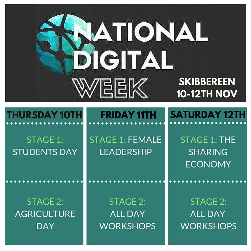 DigitalWeekIRL's tweet photo. Excitement is gearing up again for #DigitalWeekSkibb! Here is a mini snapshot of what to expect for 2016 :) https://t.co/4RT9gGSu1Z