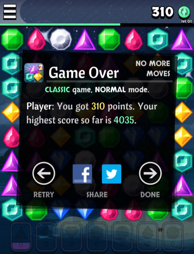 hackinglife4all's tweet image. I just got 310 points on #Jewels2! Played the CLASSIC game, NORMAL mode. Can you do better? mhgames.org