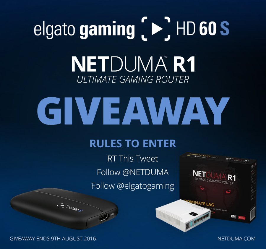 NETDUMA's tweet image. #GIVEAWAY Win the perfect streaming/gaming setup.

@elgatogaming HD60 S &amp;amp; @NETDUMA Gaming Router!

Follow both &amp;amp; RT