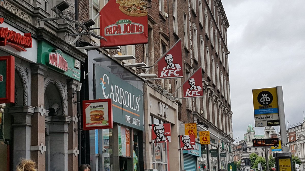 . Papa John's and KFC are buddies in Dublin!