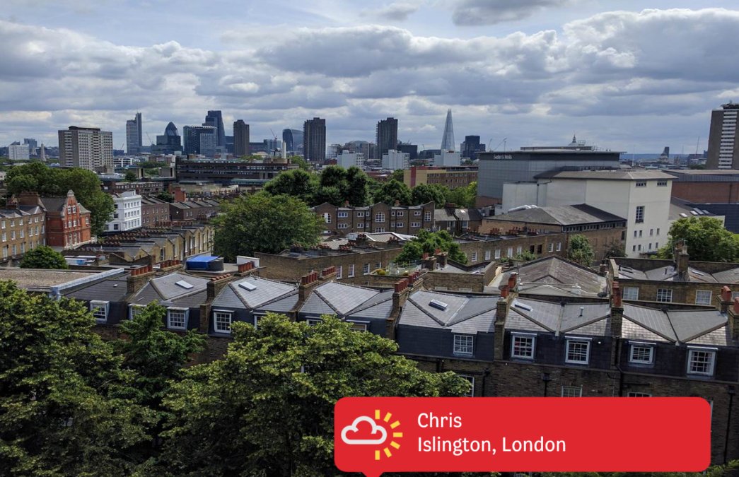 Cloud's increasing across London now and it feels quite humid. Patchy