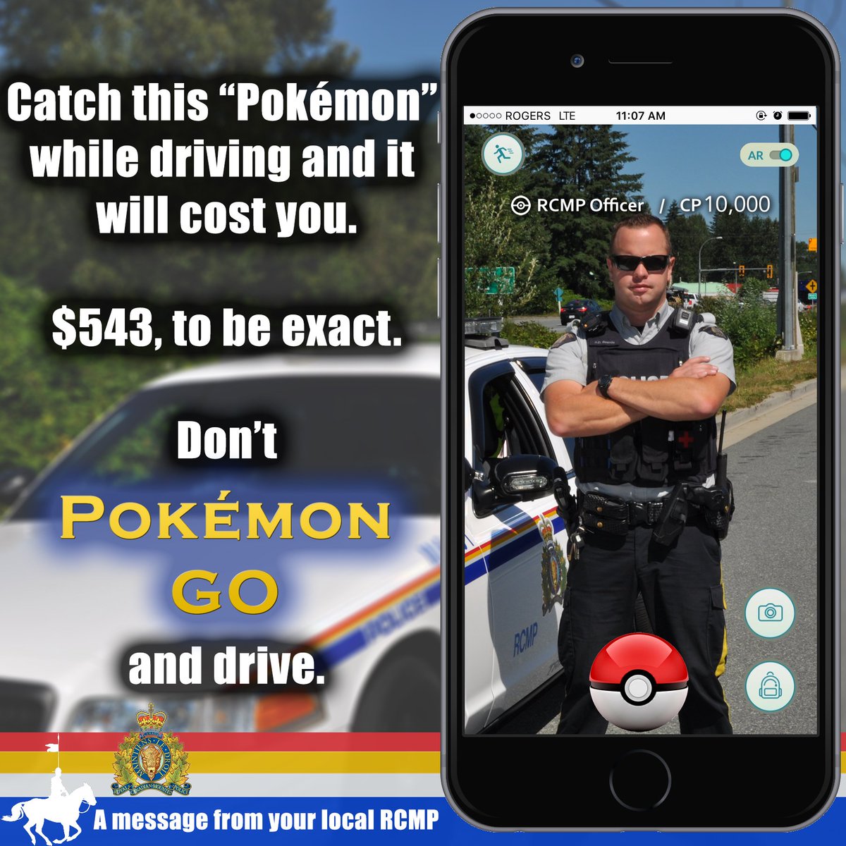 MissionRCMP's tweet photo. Rare #Pokemon sighted in #Mission! Not sure if you want to catch this one tho... #PokemonGO #PokemonGOBC #RCMP #BC https://t.co/C2kDY0VHN4