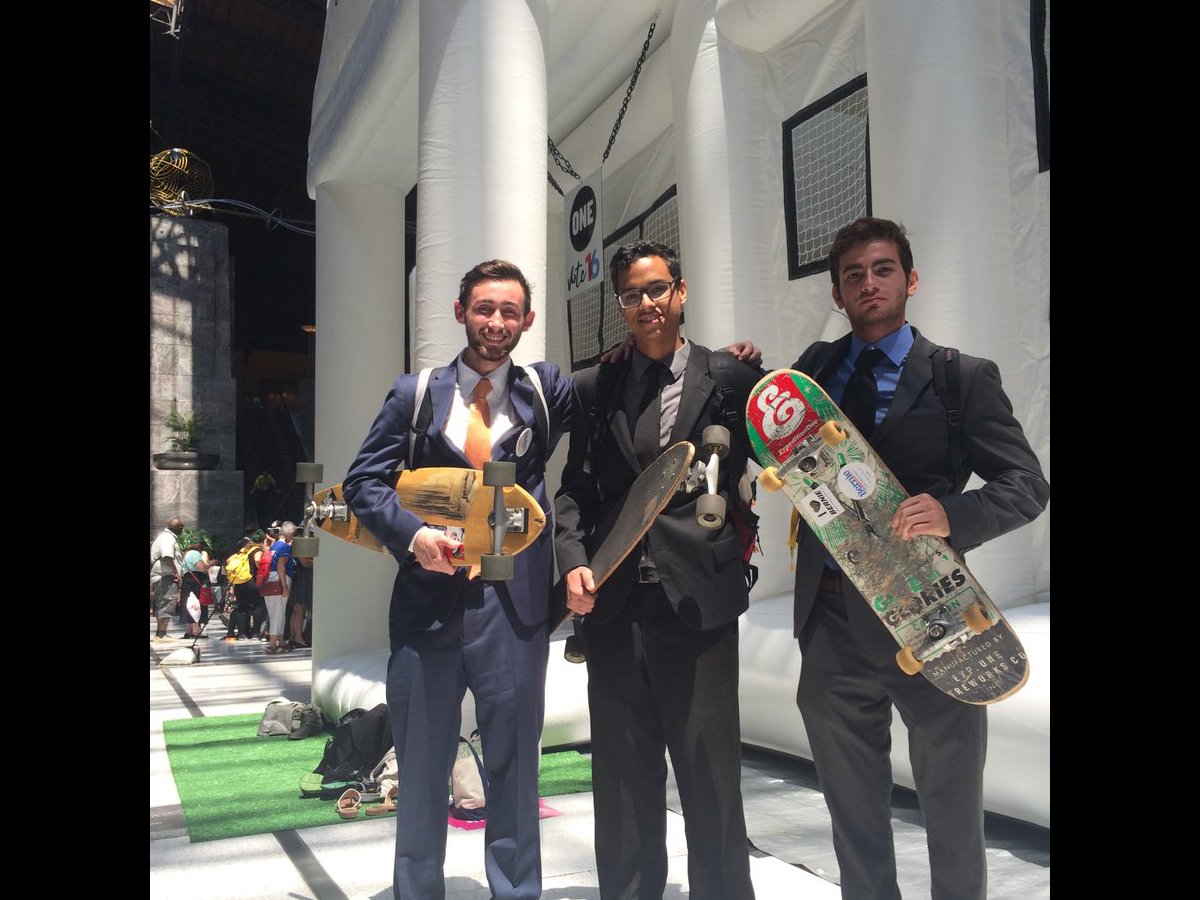Student vloggers Nicolas Dangond, Ricardo Mejia and Roberto Ojeda documenting process at #DNCinPHL Eckerd style.