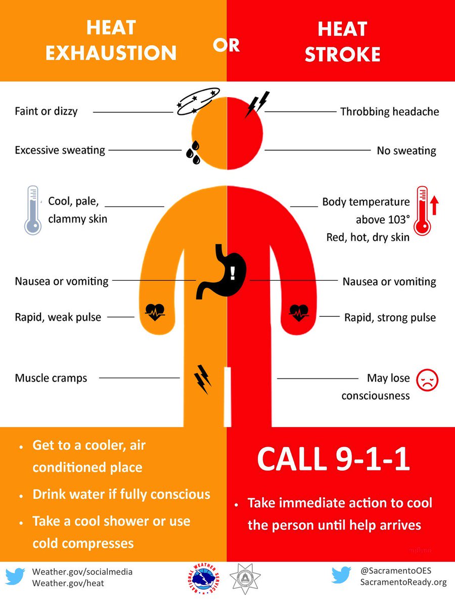 medlineplus's tweet image. Heat-related illness can sneak up on you quickly. Know the signs, so you can take action: bit.ly/2aHAL0A