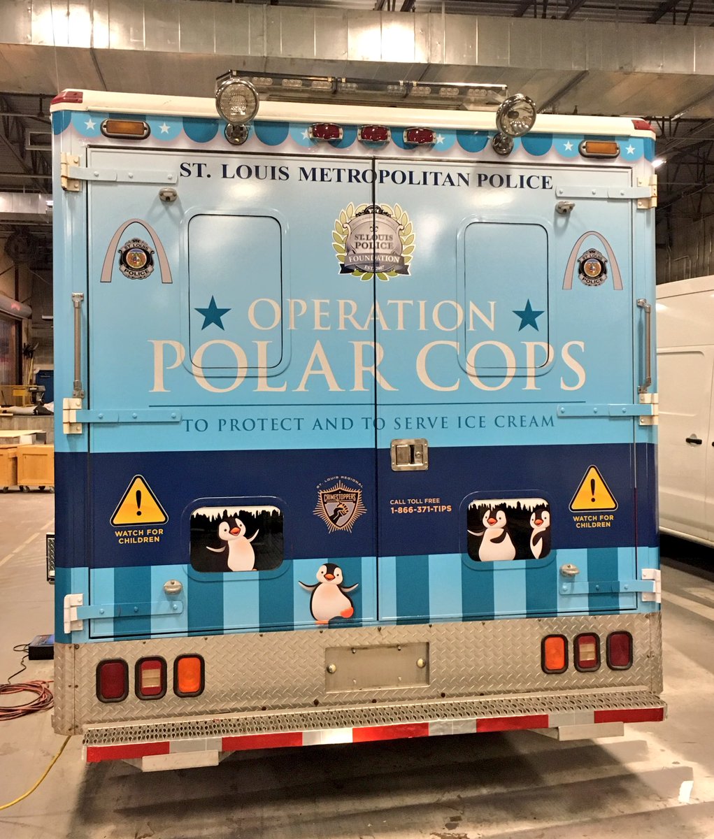 SLMPD's tweet photo. Today we will unveil Operation Polar Cops! Free ice cream &amp; treats coming to a neighborhood near YOU! #STLPolarCops https://t.co/3malT1798E