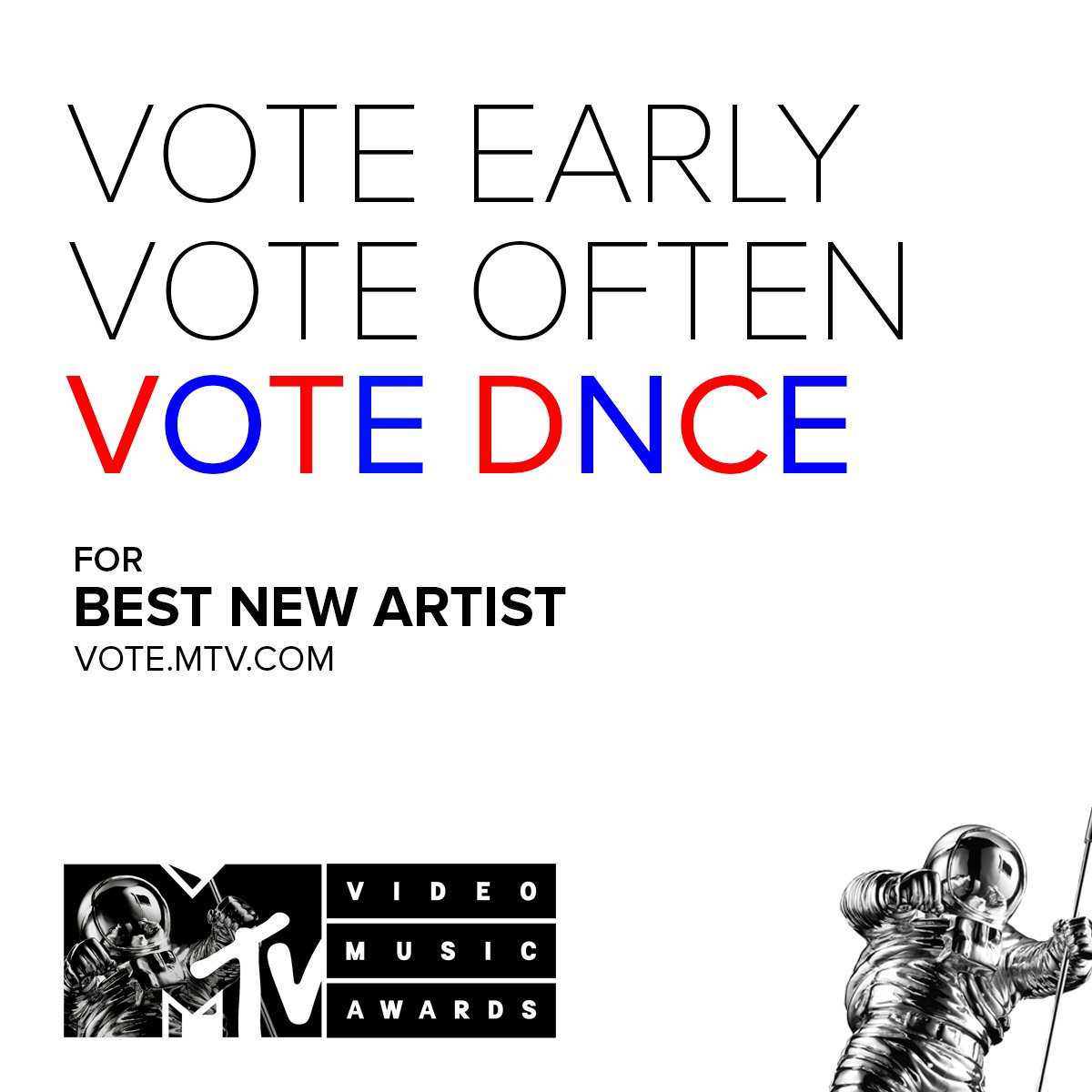 DNCE's tweet photo. BEST NEW ARTIST!!!! THANK U THANK U THANK U ALL 😱 LETS TAKE THIS ALL THE WAY HOME https://t.co/iSoq6xDuqR @MTV #VMAs https://t.co/FcDGse7Wr7