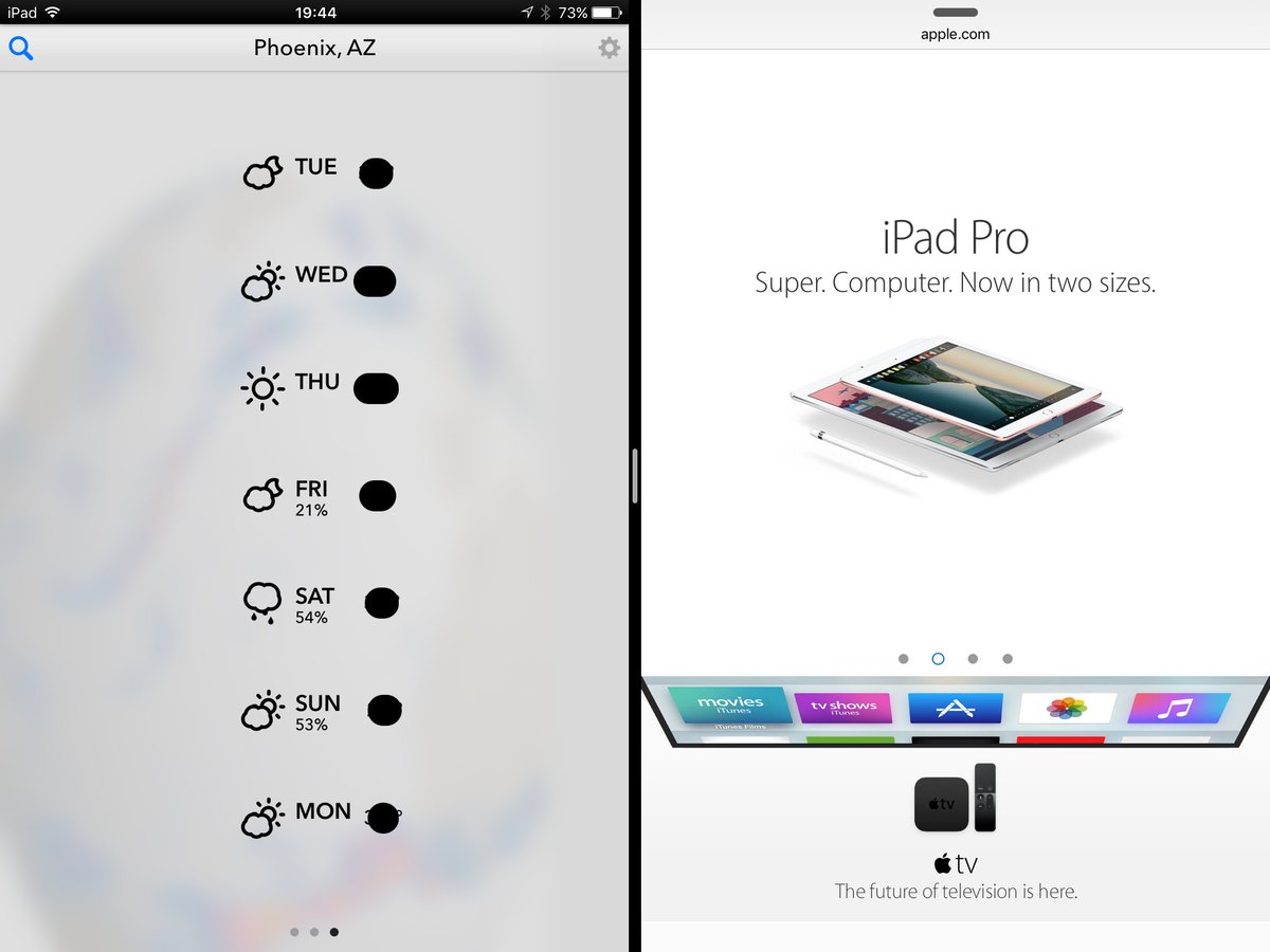 TimeTransfixed's tweet image. @DarkSkyApp Dark Sky app isn&apos;t too happy when I launch it in split screen mode on new iPad... Not a major problem! ⛈