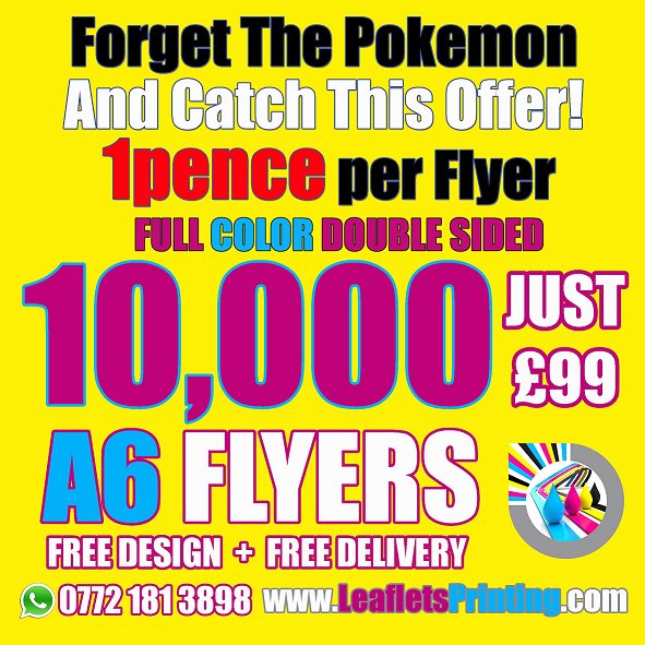 LeafletsP's tweet image. Forget The #Pokemon Catch This #Offer !!
#Design, &amp;amp; #Print 10,000 #A6 #Leaflets
Best #Online #Printing #Offers !!