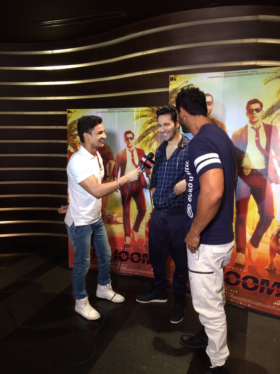 VarunThreads's tweet photo. [EXCLUSIVE PICS]  @TheJohnAbraham @Varun_dvn Interview With E24.  @Dishoom_Film https://t.co/nmn9lQsERc
