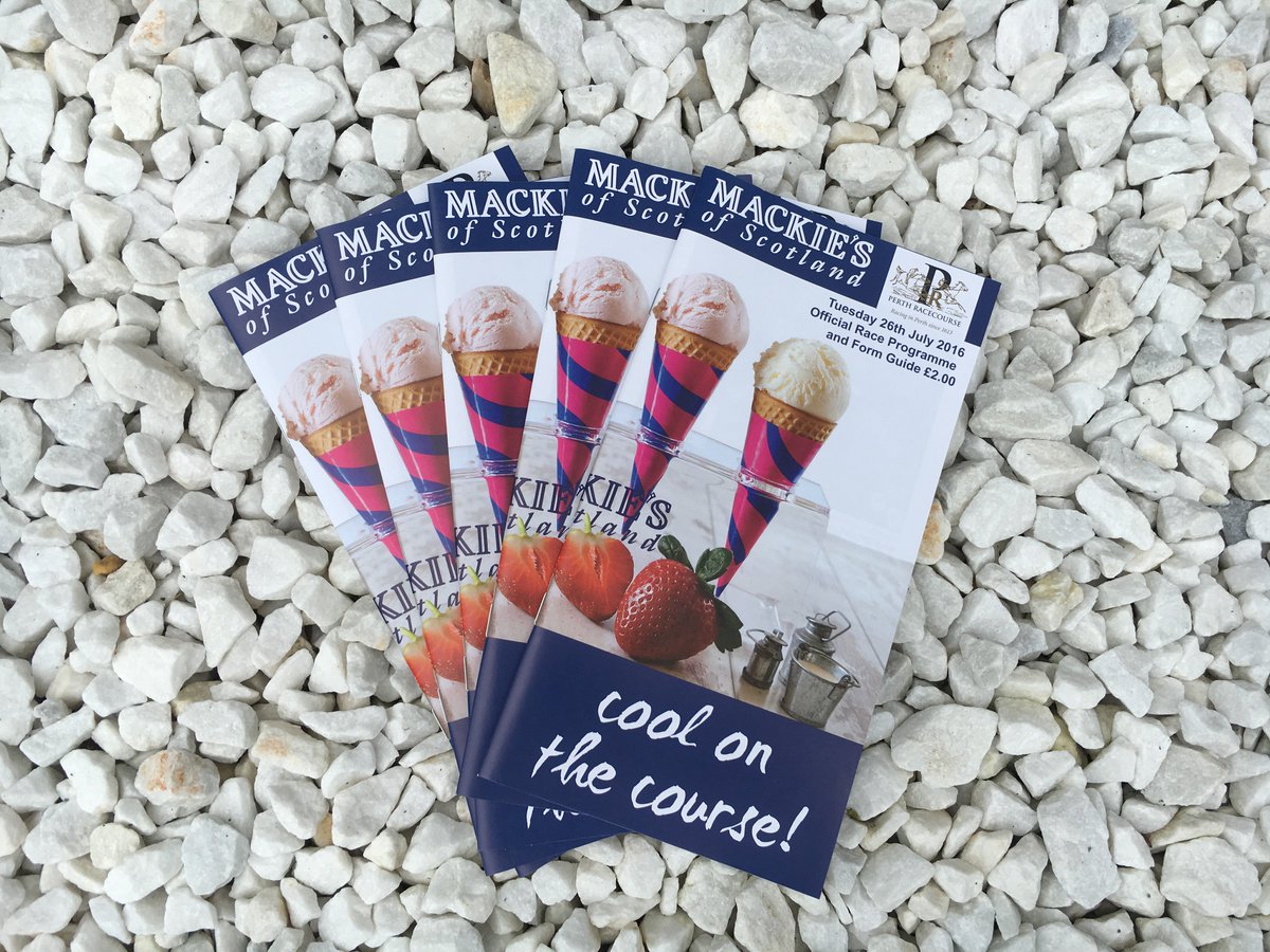 PerthRacecourse's tweet photo. Today's official race programme and form guide £2 from the hut #CheckForm #InTheKnow @mackiesscotland - delish cover https://t.co/aJ4zxUC7zl