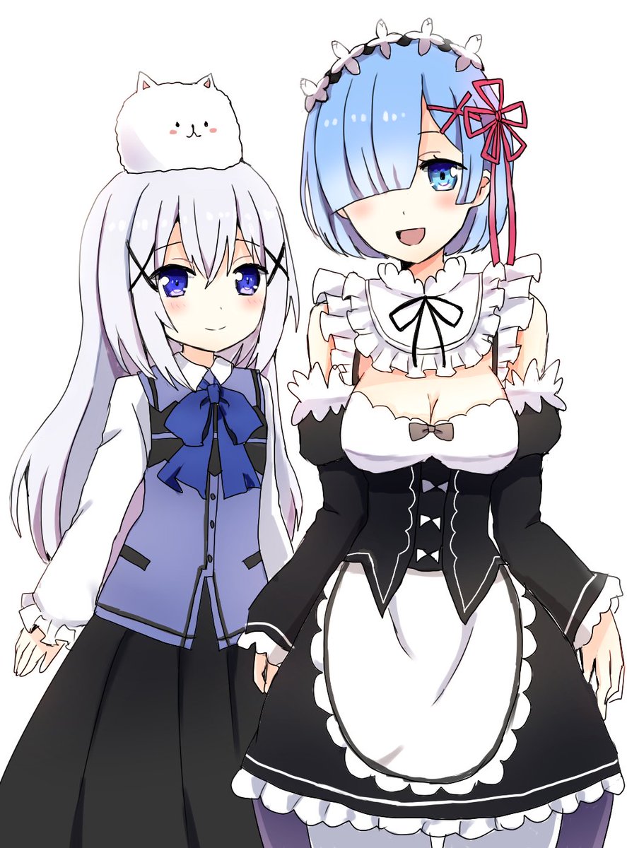 リゼロ「チノちゃんとレムりん #リゼロ #ごちうさ 」|混ぜじす🌷のイラスト