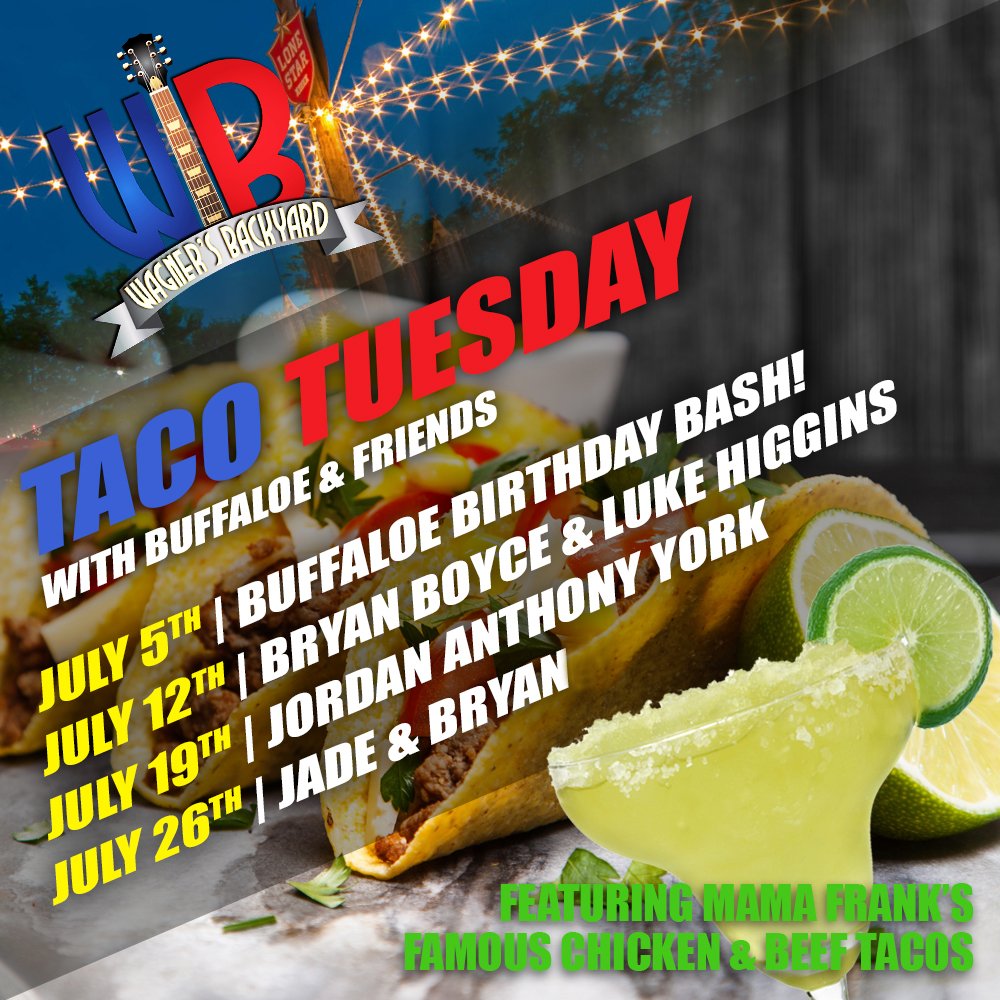 wagnersbackyard's tweet photo. Get over here for #TacoTuesday &amp; #livemusic courtesy of #Buffaloe &amp; special guests Jade &amp; Bryan! #TacoTuesday https://t.co/DreBPdHnGx