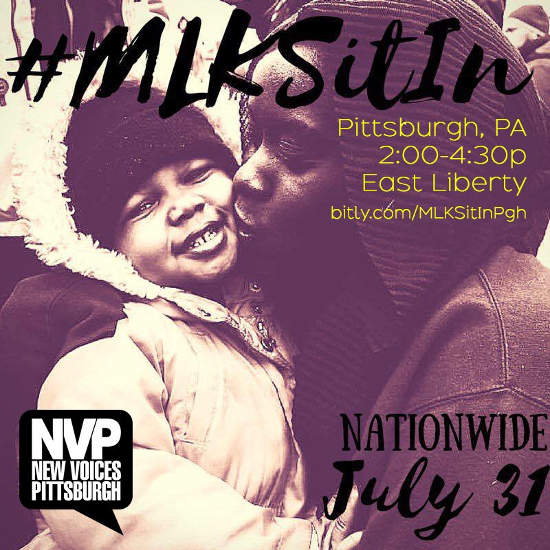 MLKSitIn's tweet photo. Just announced #MLKSitInPgh Pittsburgh 7/31 2:00 PM East Liberty - Visit https://t.co/2HFibjvy3t for more info https://t.co/Wg4xyxsjjD