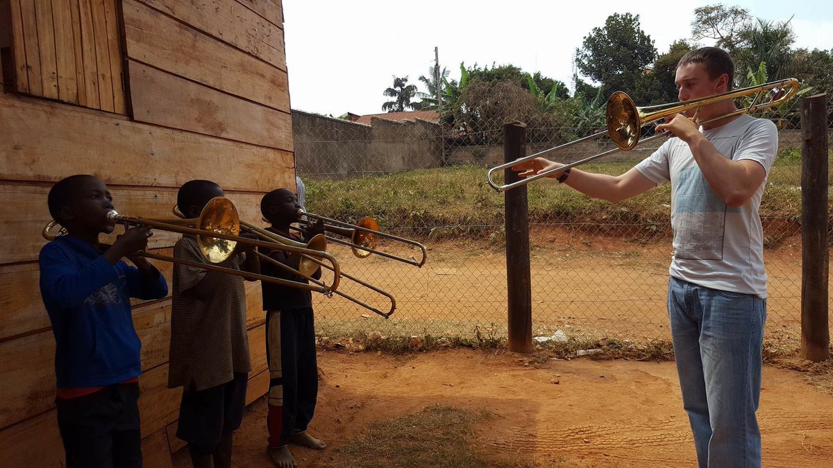 Musn Macdonald has travelled to Uganda to support <a href="/BrassforAfrica/">Brass for Africa</a>. Fantastic job teaching and supporting musicians 💪