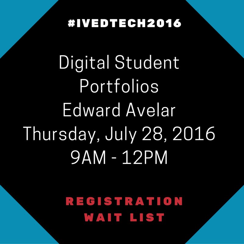 MarilynEDU's tweet photo. Last #IvEdTech2016 Summer Training Series: Digital Student Portfolios with @edteconnect. Join us! https://t.co/4UiZ458UFo