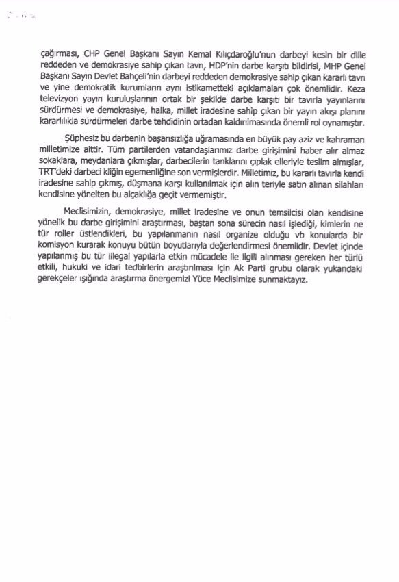 15Temmuz ve FETÖ'nün araştırılması için Meclis Komisyonu kurulmasına karar verildi.Meclisimiz üzerine düşeni yapacak