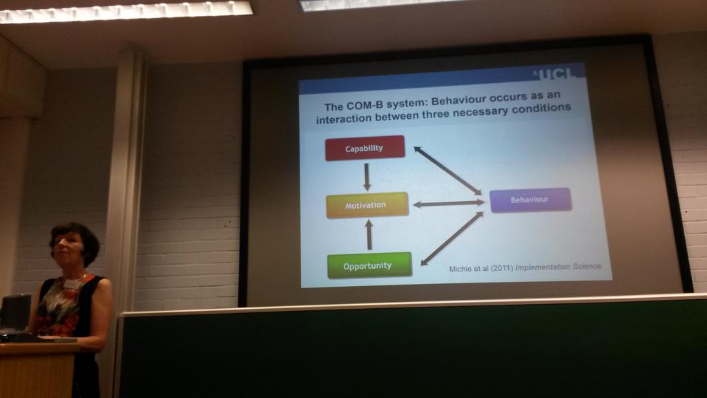 tase3121's tweet image. #impscim2016 @SusanMichie explains the #COM-B system &amp;amp; #behaviourchangewheel use 2 map what will aid implementation