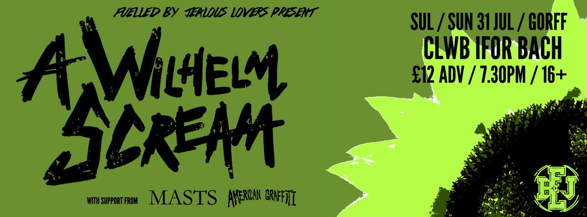 31.07 <a href="/AWILHELMSCREAM/">A Wilhelm Scream</a>  headline <a href="/ClwbIforBach/">Clwb Ifor Bach</a>  
w/ <a href="/Mastsband/">Masts</a>  &amp; more. 
TIX - ow.ly/q8km302jYw1