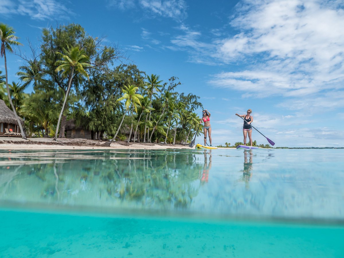 GoPaddle's tweet photo. Anne Pagano and @NikkiGregg SUPing in @TahitiTourism #TopPaddlingDestinations #travel @bodyglove @accentpaddles https://t.co/hHmURrL6pS