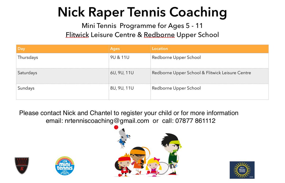 New Mini Tennis Programmes Coming to #centralbeds Starting September #ampthill #flitwick  #children #tennis
