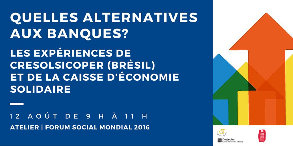 CSolidaire's tweet photo. Au #FSM2016, nous jaserons #financealternative avec nos collègues du Brésil. Passez le mot! https://t.co/A7zzfwfTVb https://t.co/Z3mj1MwooR